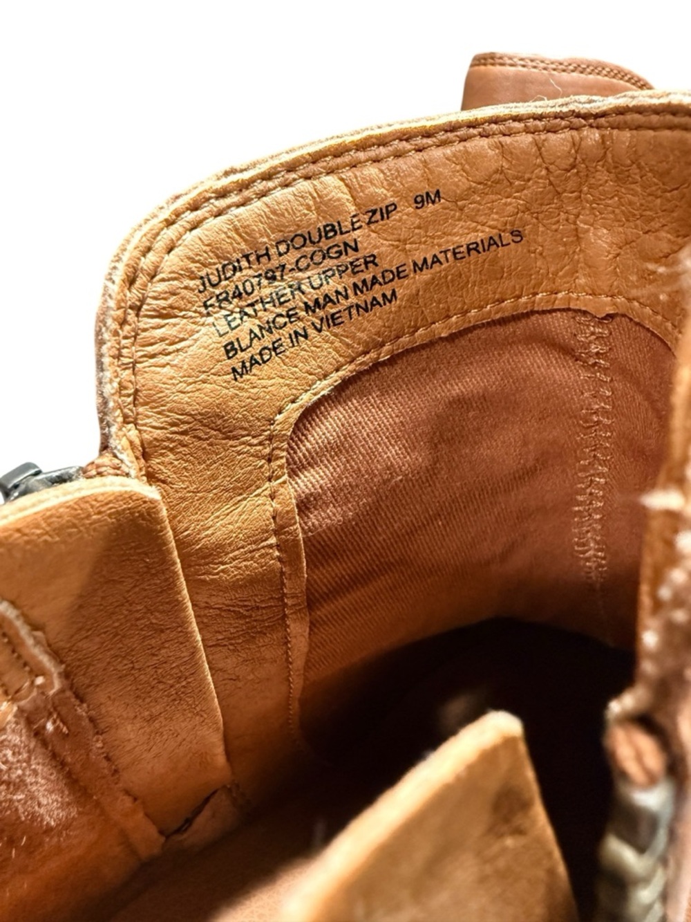 Frye Judith Double Zip Leather Ankle Boots Cognac Brown Size 9M - Picture 8 of 10